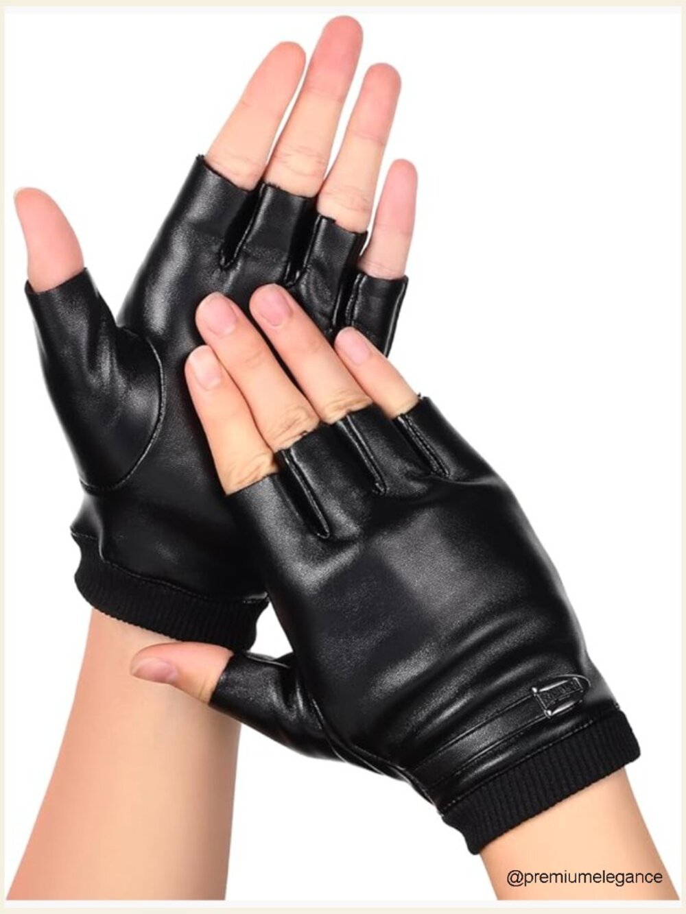 Fingerless PU Leather Gloves Anti-Slip Driving Half Finger Unisex